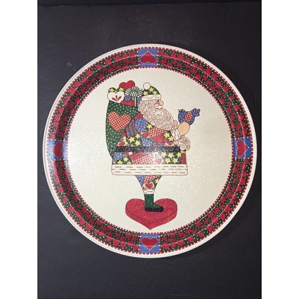 Vintage Santa Claus Metal Tray 13.5” Folk Art Potpourri Press 1993 Christmas